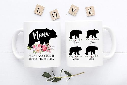 Miniatura 20 de Taza personalizada con oso para mamá, regalo personalizado para Día de la Madre o cumpleaños, de parte de hija o hijo, incluye hasta 9 nombres, taza