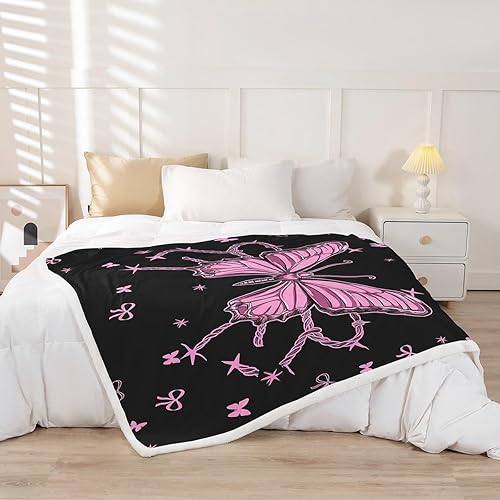 Miniatura 2 de Manta de franela de mariposa, manta de forro polar abstracta con cuerda de mariposa para decoración del hogar, sofá, sofá, manta de forro polar de