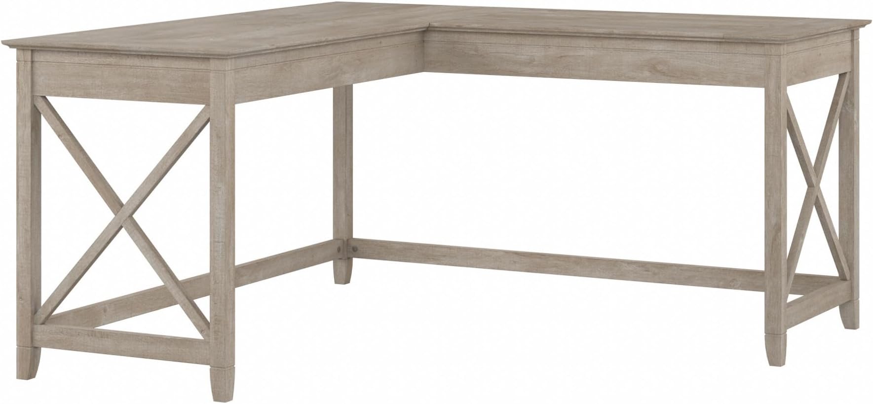 Bush Home Key West 60W Modern Farmhouse L Shaped Desk in Washed Gray, 60-Inch Corner Computer Table for Home Office Workspace