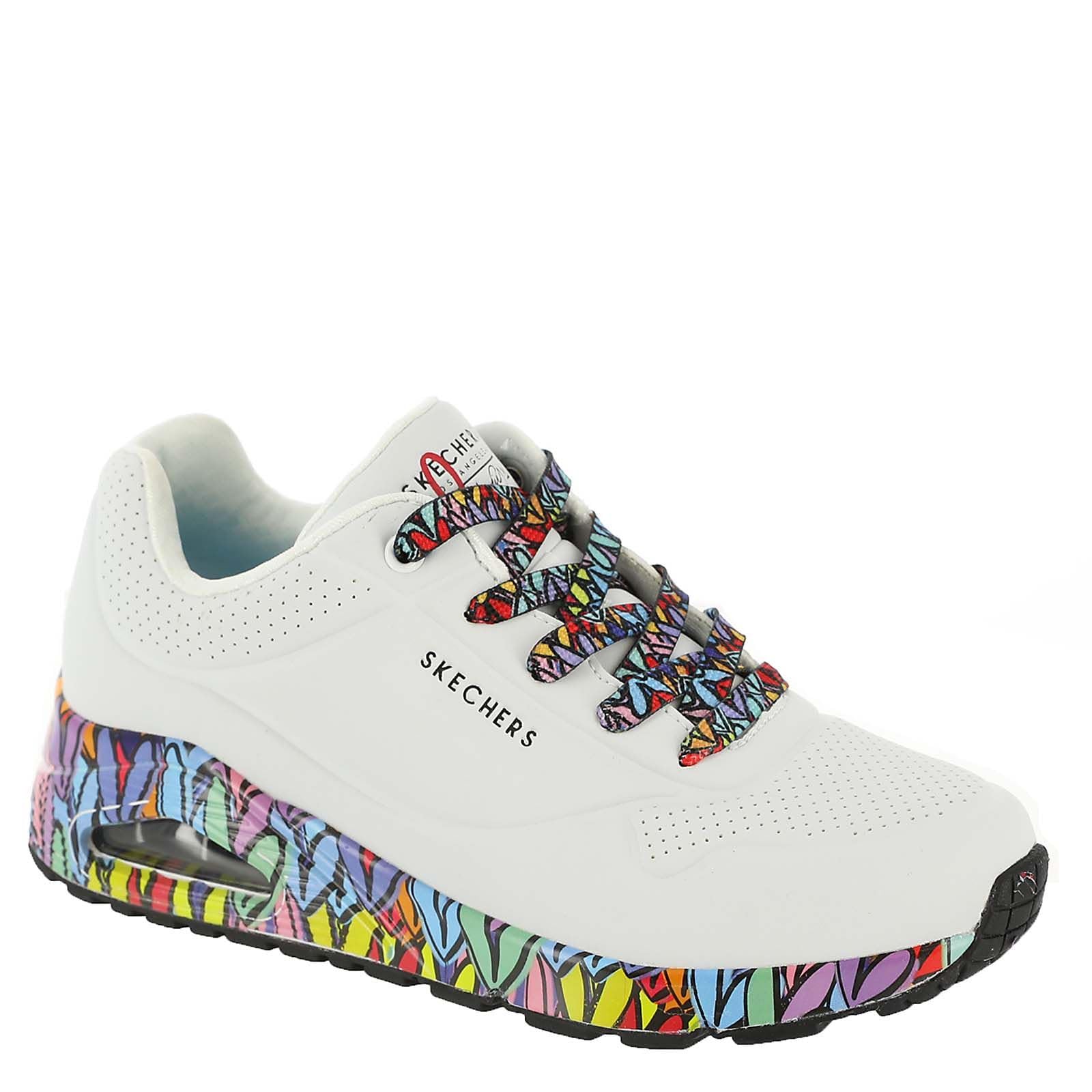 Skechers Women's Uno Ravaged Love Sneaker, Bianco, 36.5 EU