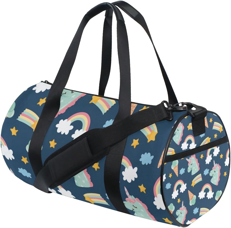 Cute Little Unicorn Sports Gym Bag for Women and Men Travel Duffel Bag
