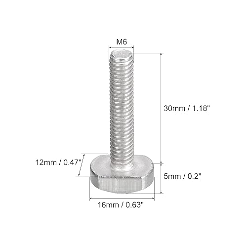 Miniatura 42 de uxcell Pernos de ranura en T, 20 piezas M5x16mm ranura en T Pernos deslizantes Pernos deslizantes 304 Tornillos en forma de T de acero inoxidable