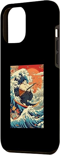 Miniatura 65 de Funny Surfing Sumo Wrestler on Kanagawa Great Wave Case for iPhone 14