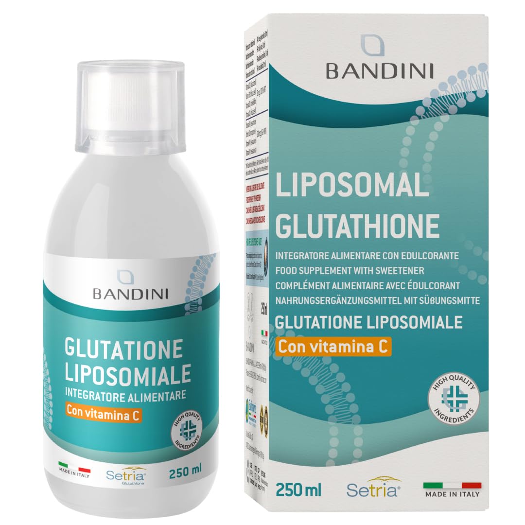 Bandini® Glutathione Setria® + Vitamin C Liposomal Liquid 250 ml | Reduced Glutathione 250mg and Vitamin C 790mg per dose - High Bioavailability