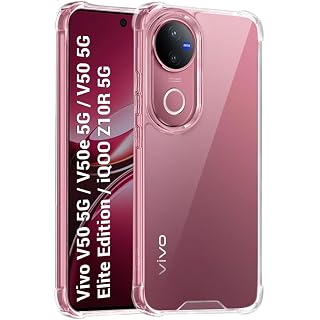 TheGiftKart Crystal Clear Back Cover Case for iQOO Z10R 5G / Vivo V50 / V50e 5G / Vivo T4R 5G | 360 Degree Protection | Shock Proof Design | Transparent Back Cover Case (PC & TPU, Transparent Bumper)