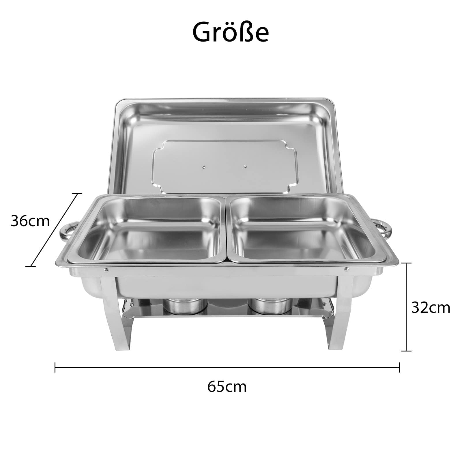 AllRight Warmhaltebehälter Essen 9L, Chafing Dish, 2X 1/2 GN-Behälter Edelstahl Buffetwärmer Mahlzeit Speisenwärmer Wärmebehälter Rechaud für Catering Buffet und Party