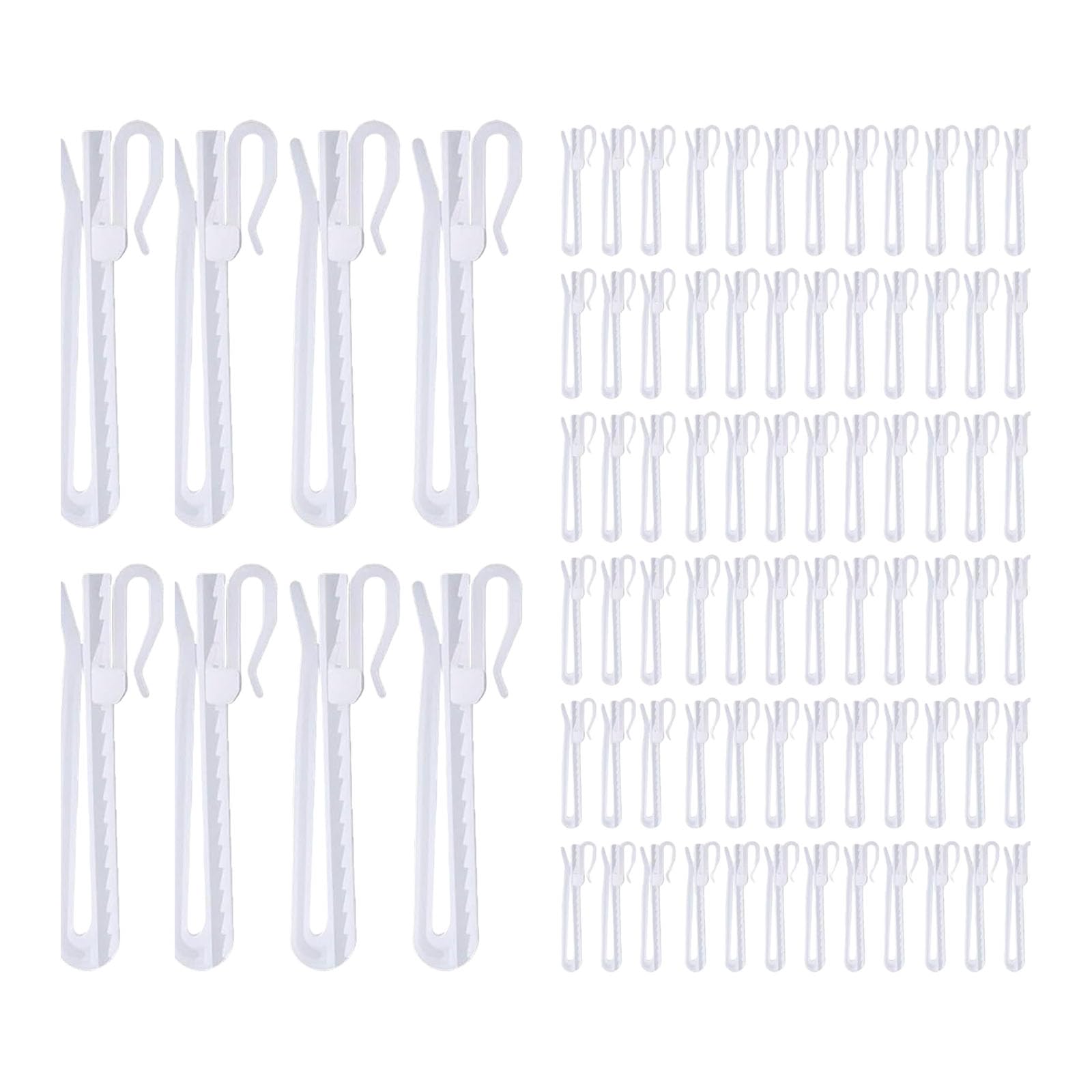 Kalttoy 80P Of 80 White Curtain Hook Adjustable Pinch Pleats Curtain Clip For Various Fabric Types Quick Installation Track Hooks