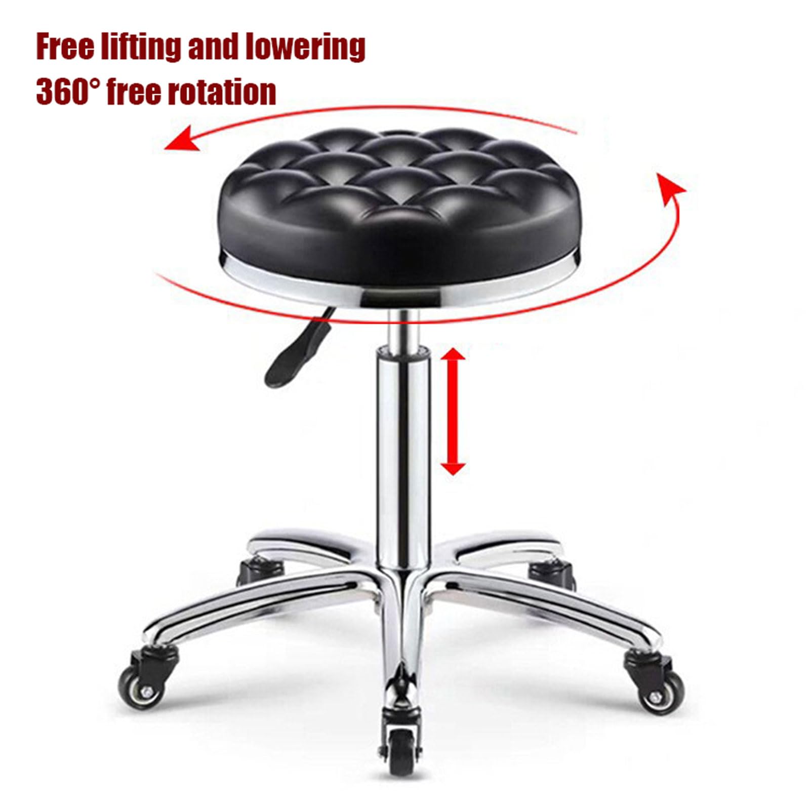 Taburete giratorio redondo ajustable resistente con ruedas para taller, guitarra, laboratorio, tatuaje, banco de trabajo, silla giratoria hidráulica médica