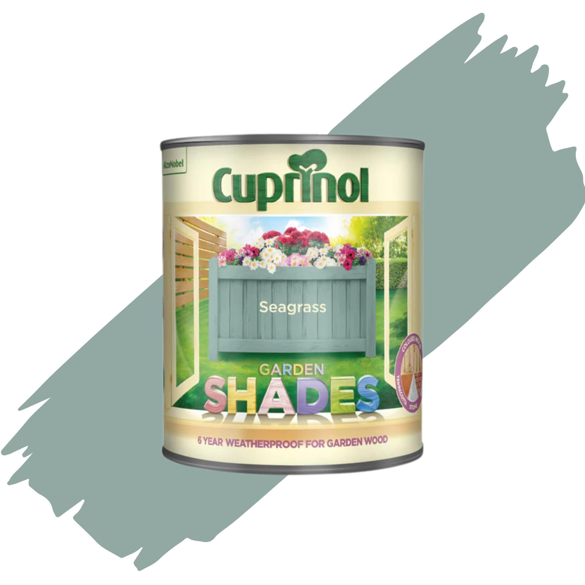 AOC24 1L Garden Shades Fence Paint, Outdoor Wood Paint For Garden Sheds, Furniture, Fences, Exterior Wood, Water Based Paints For Outdoor Surfaces, Brick, Pots (Seagrass Seagrass)
