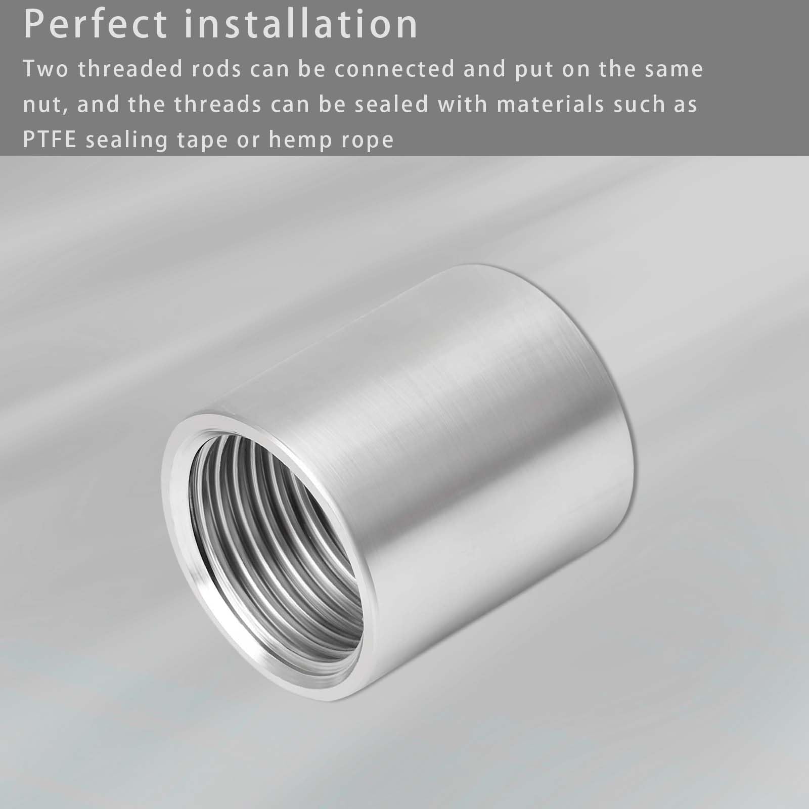 6 Pièces Manchon En Acier Inoxydable,Raccord Droit En Acier