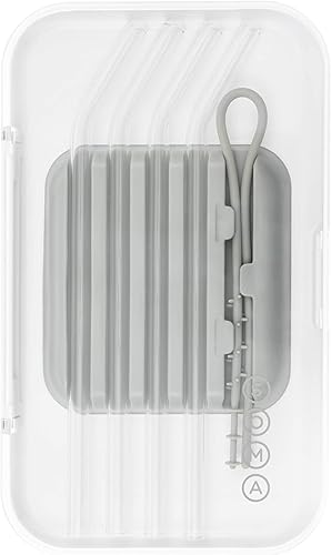 SOMA Juego de pajitas de vidrio con estuche y herramienta de limpieza, juego de 4, transparente