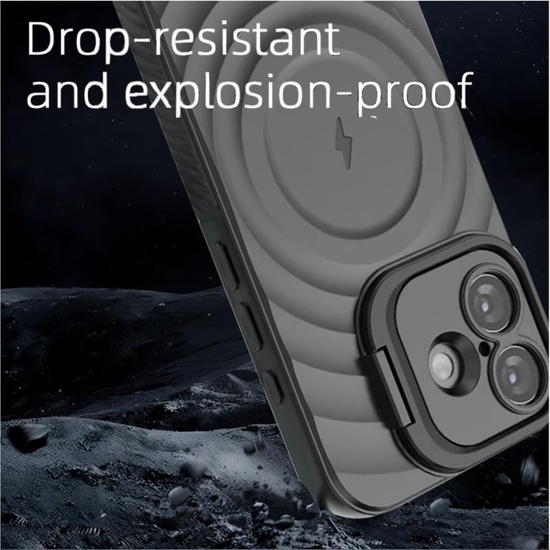 Image of LuxuryKase Shockproof Case for iPhone 17 | Ripple Pattern | Camera Protection | Inner Velvet Fabric Lining | Protective Cover with Enhanced Grip & Wireless Charging Support - Black