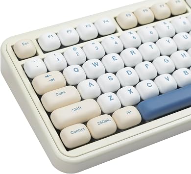MOG Profile PBT Key Cap Set 140 Keys Sublimation Cute Round Custom Key Caps Yellow Blue Creamy Color ANSI Layout Mechanical Keyboard