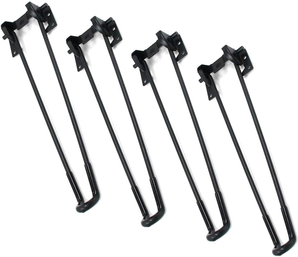 MEETWARM 16" Foldable Hairpin Legs, Black Metal Folding Table Legs, DIY Furniture Legs for Coffee End Tables Side Table Mini Desk, with Rubber Pads & Screws, Set of 4