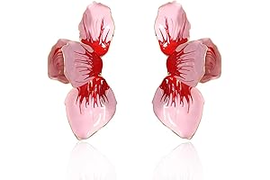 Exquisite 3D Enameled Pink Floral Earring Jewelry for Women