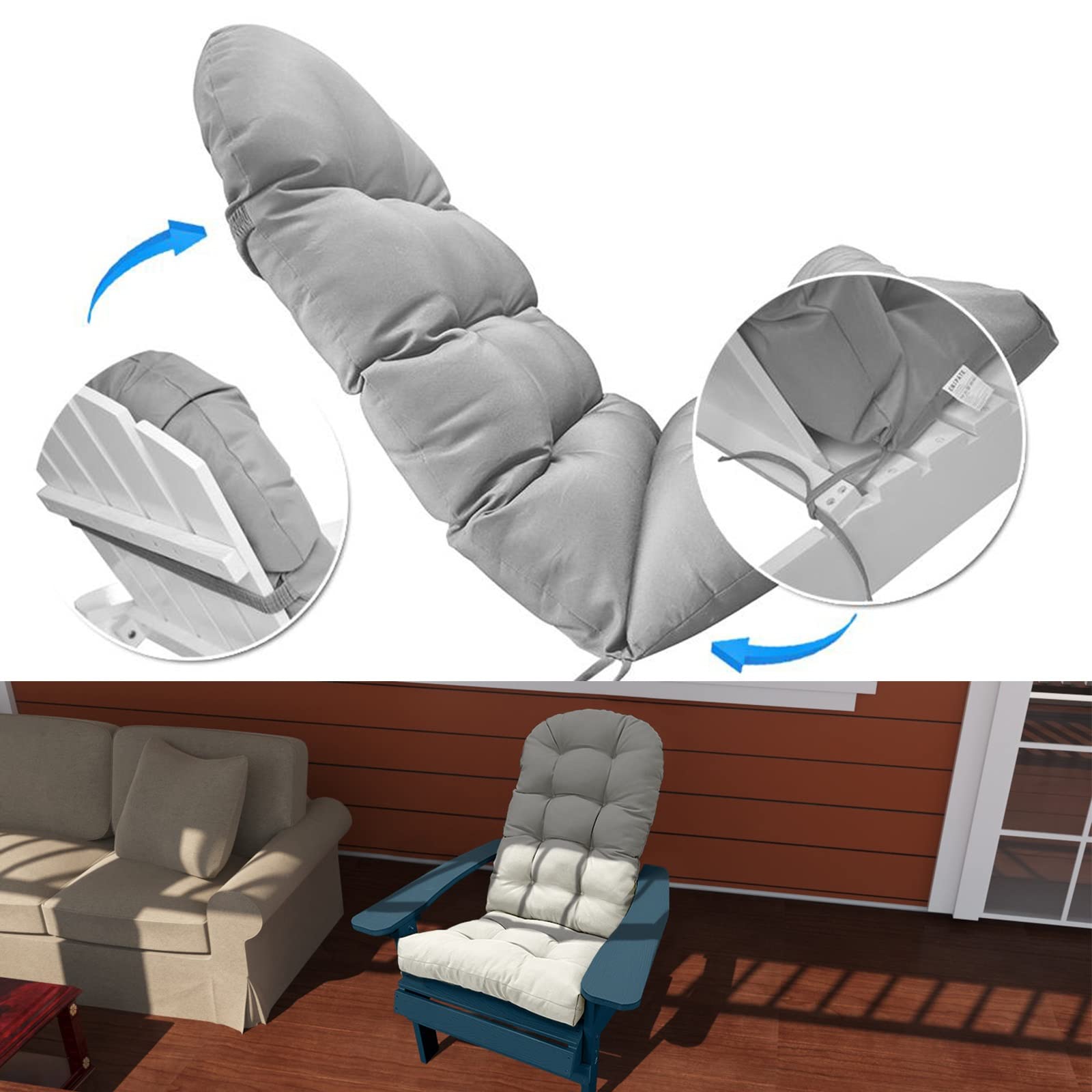 Outdoor Hochlehner-Kissen-Set, wasser- und schmutzabweisend, extra dicke 8 cm Füllung, perfekt für Gartenstühle, bequeme Sitzpolster für Terrassenmöbel