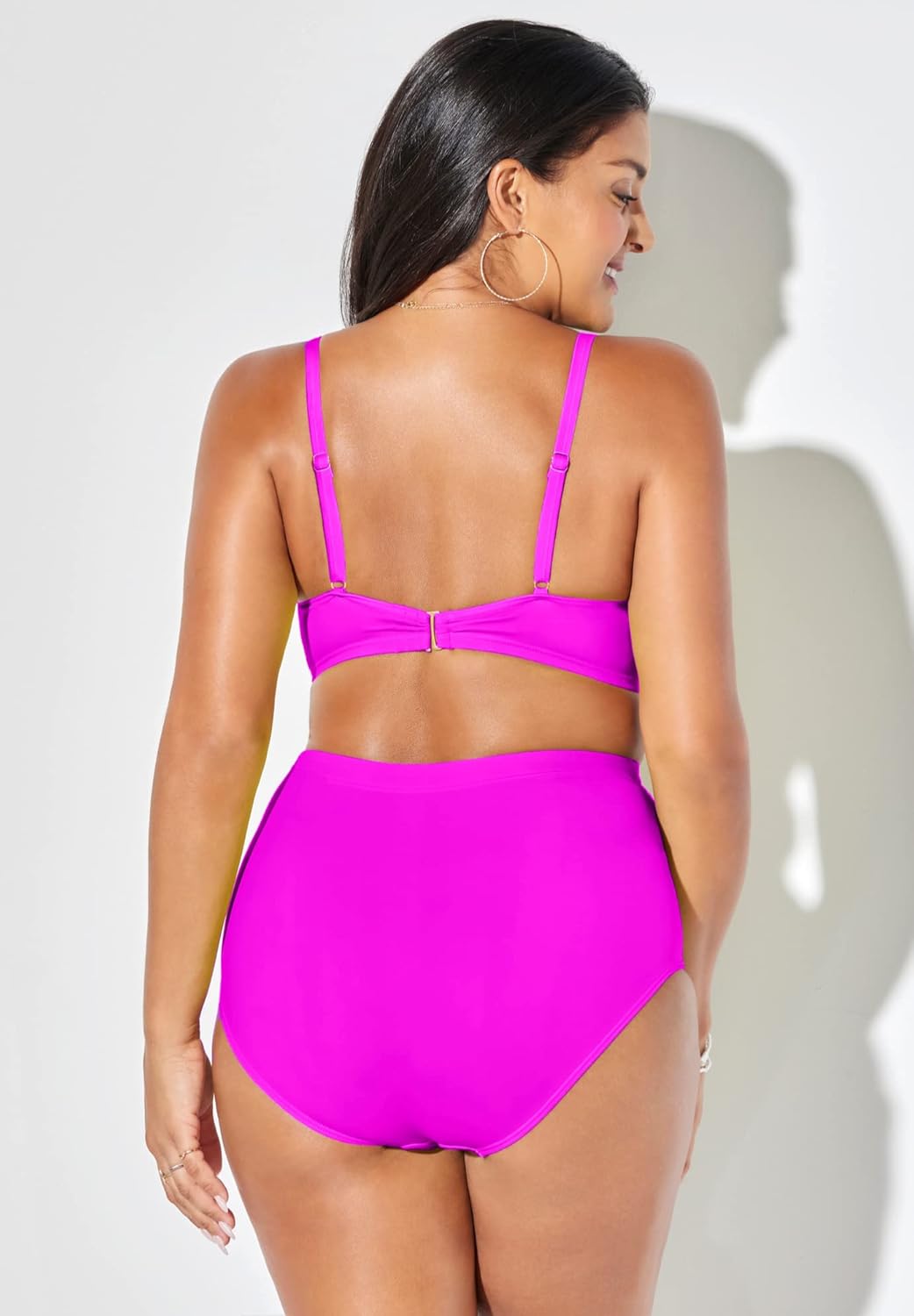 Swimsuits For All Mentor Tie Front Shirred High Waist Bikini Set