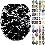 L/B: ca. 47,0 / 37,7 cm WC Sitz, viele neue WC Sitze zur Auswahl, hochwertige Oberfläche, stabile Scharniere, leichte Montage (Marmor Schwarz)