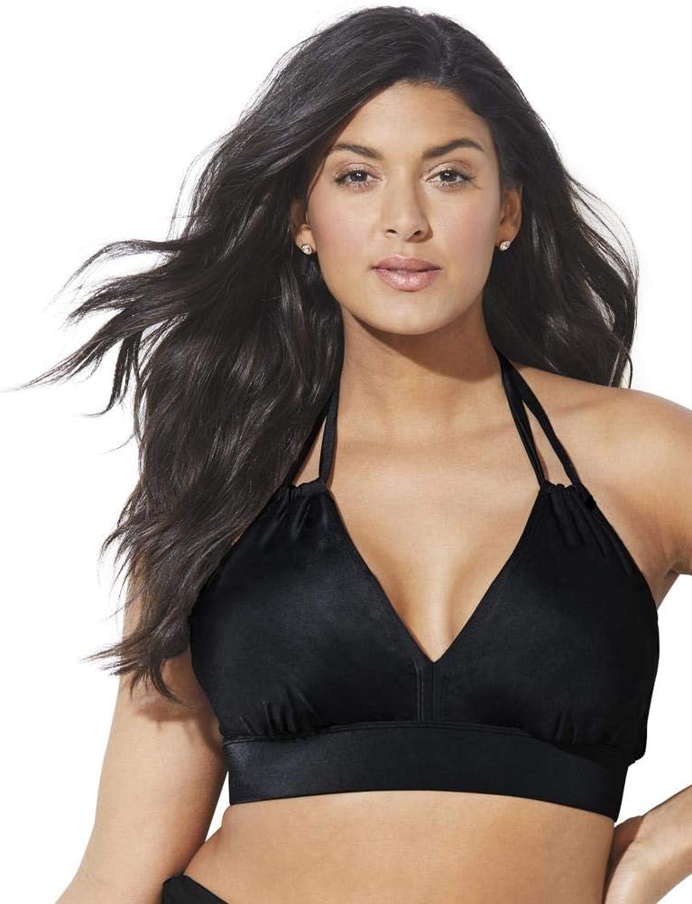 Swimsuits For All Women's Loop Strap Halter Bikini Top (Plus