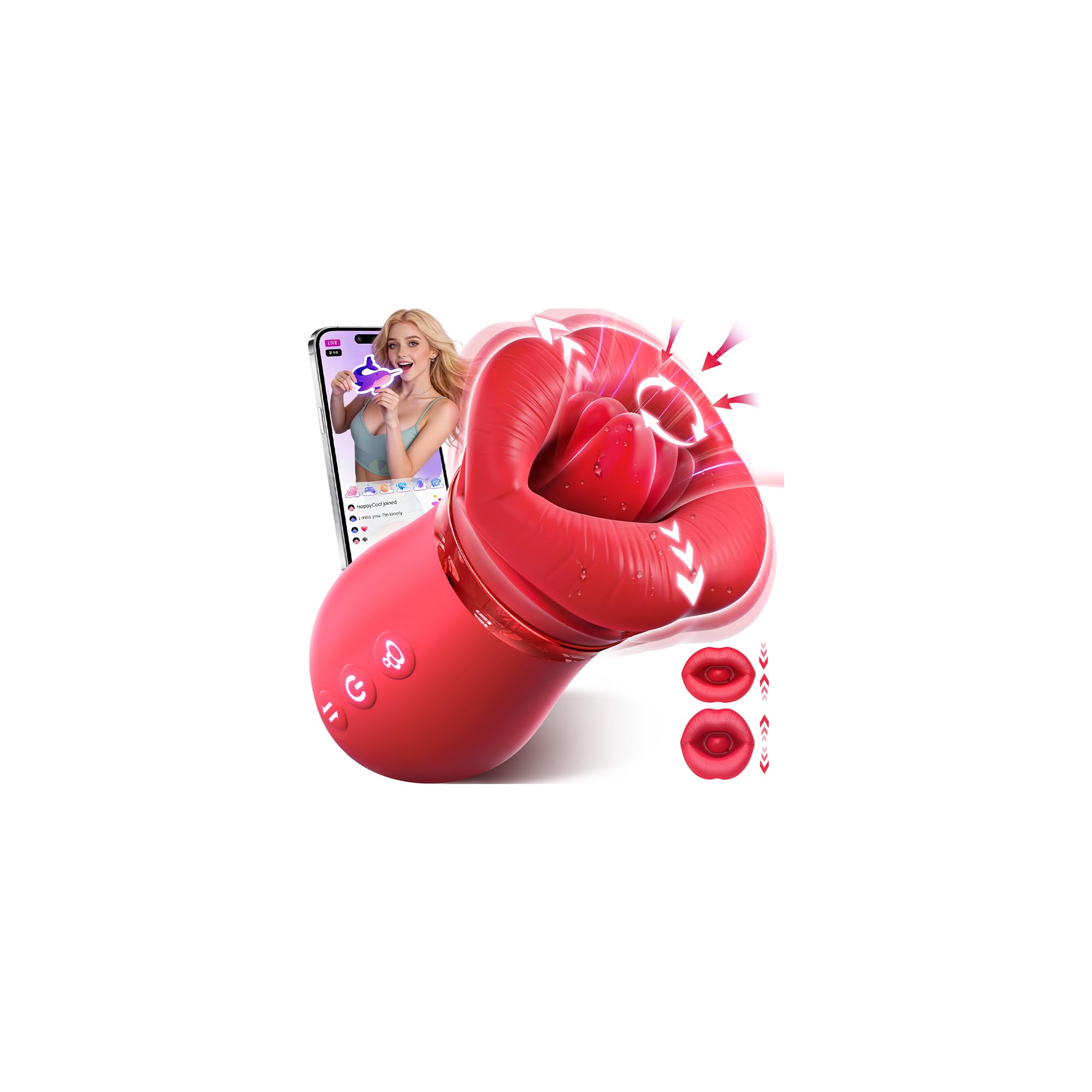 Sovokn Suction &amp; Licking Vibrator Rose Toy for Women