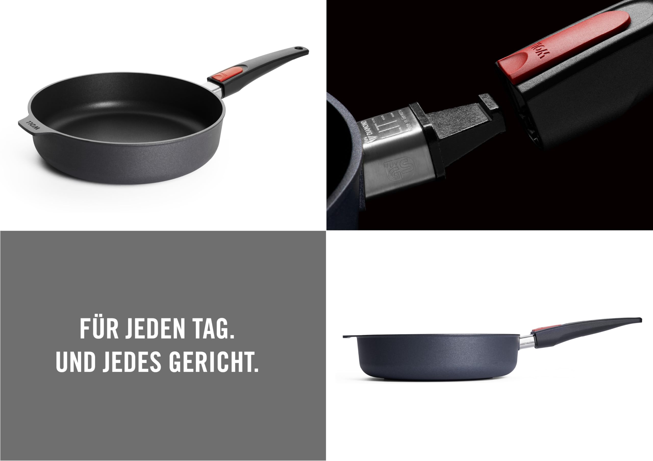 Woll Diamond Lite patelnia z wysoką krawędzią Ø 26 cm ze zdejmowanym trzonkiem – patelnia nieprzywierająca z odlewu aluminiowego, nadaje się do piekarnika, nadaje się do ceramicznych, gazowych