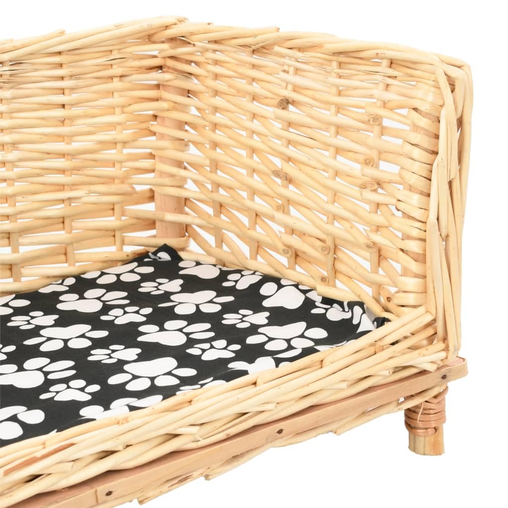 Cuccia per cani realizzata a mano con cuscino, 90 x 54 x 35 cm, in vimini naturale, rimovibile, per un riposo tranquillo, antiscivolo, per interni e viaggi