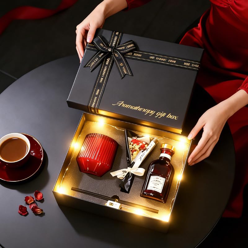 Aromatherapie-Geschenk-Set, Duftkerze & Schilfrohr-Diffusor, Heimduft-Set, Luxus-Spa-Selbstpflege-Geschenkbox für Frauen, perfektes Geschenk zum Geburtstag, Jahrestag, Valentinstag für sie