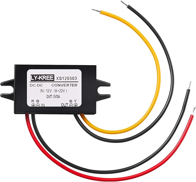 Direct Current Converter 12V to 5V 3A 15W Buck Converter Module, Reduced Voltage Regulator Car Power Converter Output Power Adapter, Wire Interface (1 Piece)