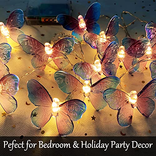 Fielegen 20 Led Butterfly String Lights, 9.84Ft/3 Meter Battery Powered Purple Butterfly Fairy Lights For Home Bedroom Indoor Outdoor Garden Wedding Party Holiday Summer Decoration #TOP6