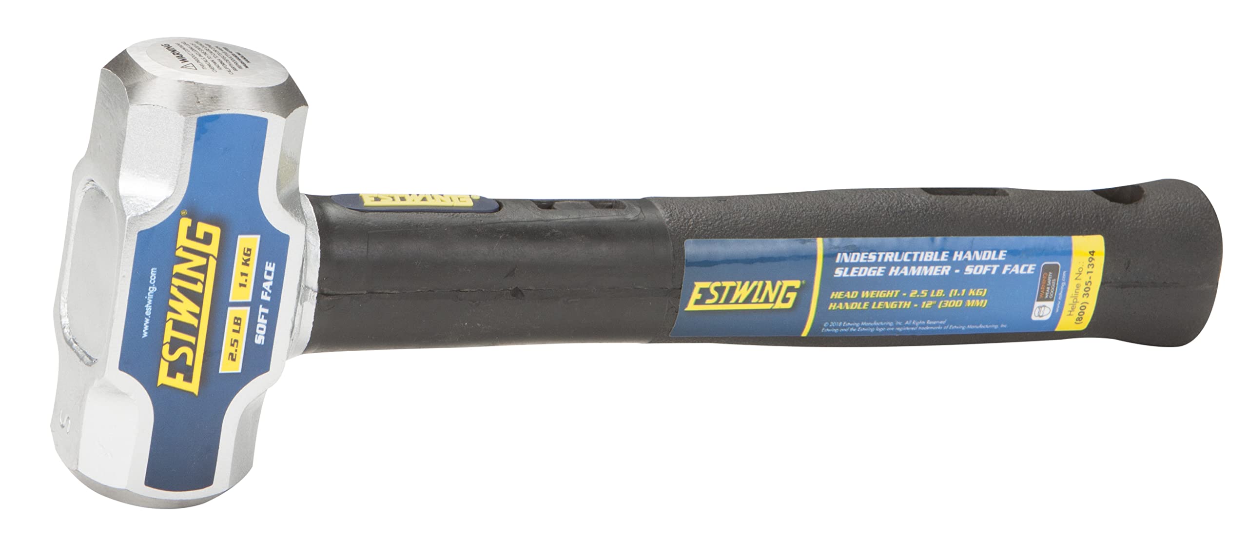 Estwing 2.5 lb Soft Face Sledge Hammer - 12" Indestructible Handle, Shock-Absorbing Grip, Overstrike Resistant