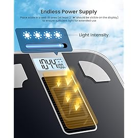 RENPHO Smart Scale with Endless Power, Solar-Powered Scale for Body Weight, No Batteries Needed, Digital Bluetooth Body Fat Scale, Body Composition Monitor with Smart App, 400 lbs-Elis Solar 1