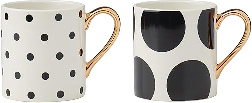 Kate Spade New York Dot - Tazas surtidas, juego de 2, 1.70, color blanco