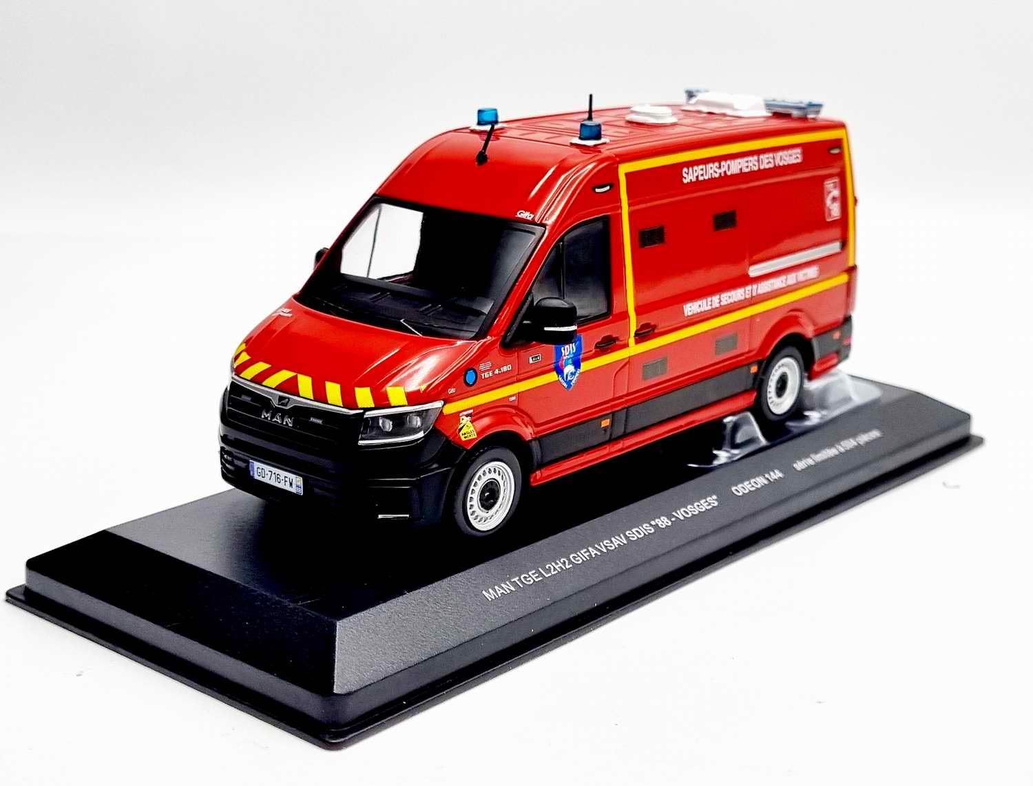 Odeon Ambulanza Man TGE L2H2 GIFA VSAV dei Vigili del Fuoco SDIS 88 1/43 Metallo Veicolo Collezione Edizione limitata a 504 Pezzi