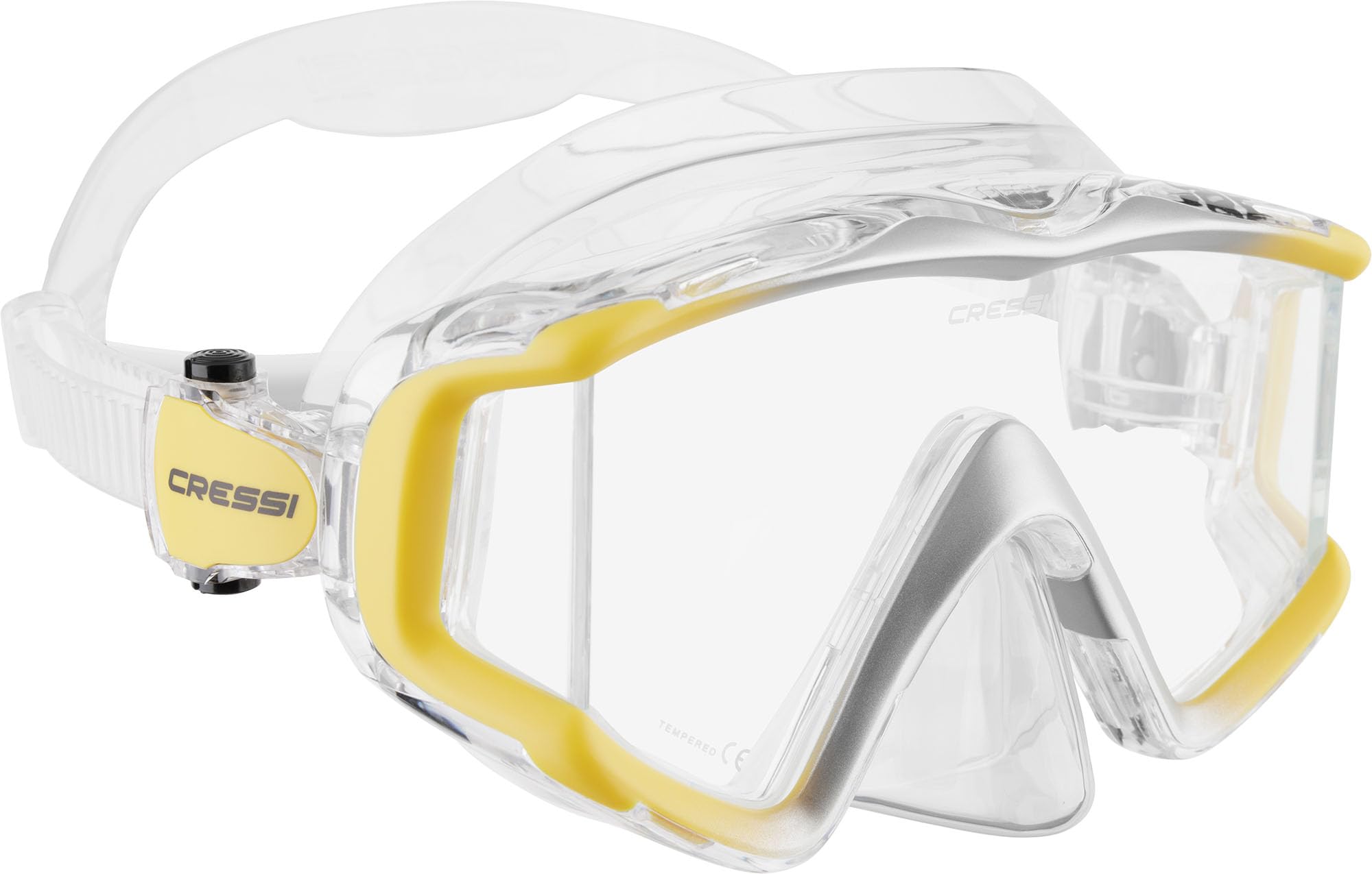 Cressi Liberty Triside Mask -Máscara Panoramic de 3 Cristales para Buceo, Apnea y Snorkel, Talla Única, Unisex Adulto