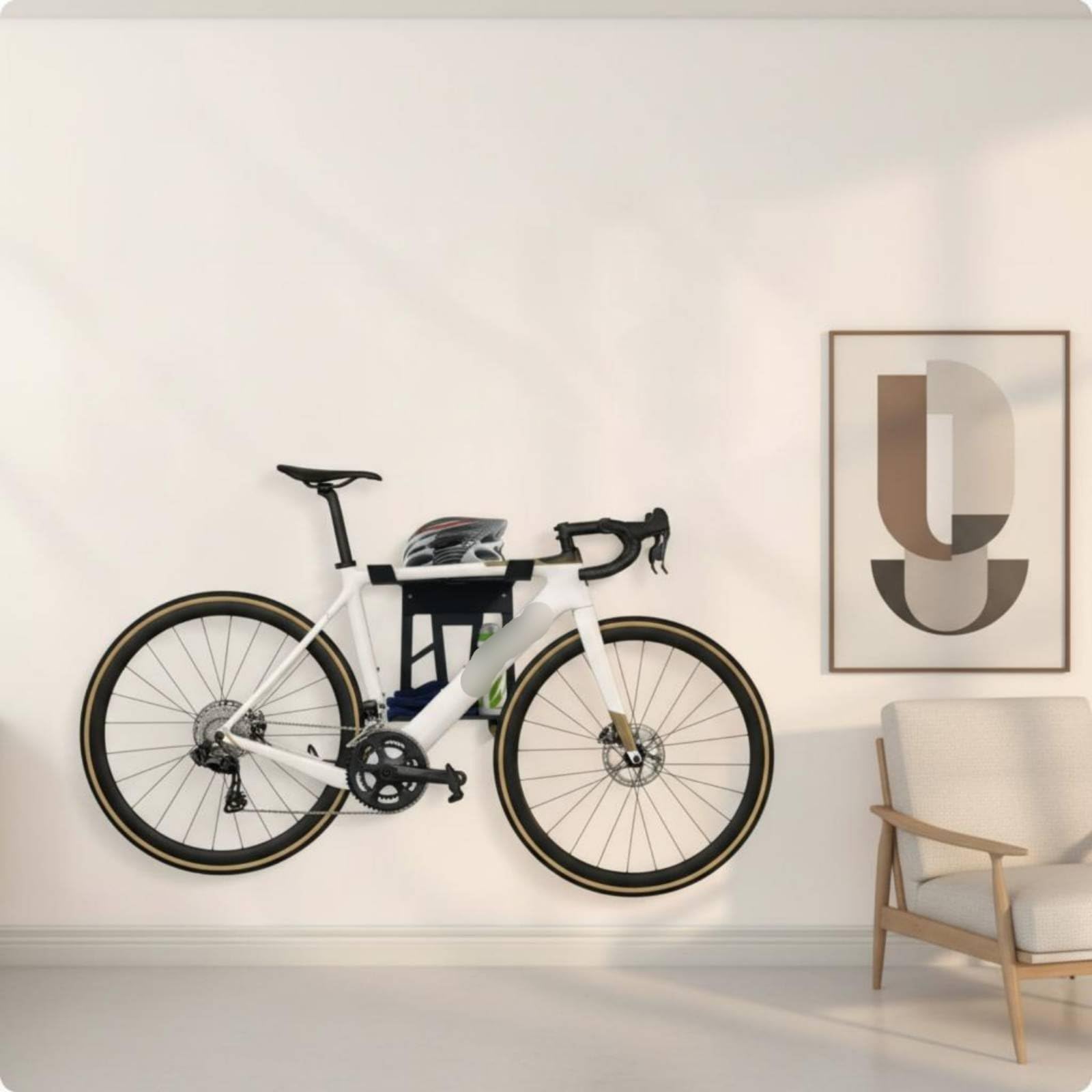 Fahrrad Wandhalterung Fahrradhalter Fahrradaufhängung Fahrrad Wandhaken aus Kohlenstoffstahl mit Regal für Und Handschuhe zur Platzsparenden Lagerung, Standardausführung – Klein