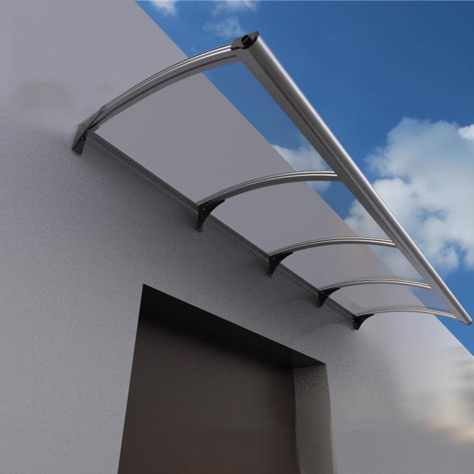 Toldo para puerta al aire libre, refugio de lluvia para entrada, balcón, techo, ventana de policarbonato, tienda de campaña no deformable (150 x 150 cm/59 x 59)