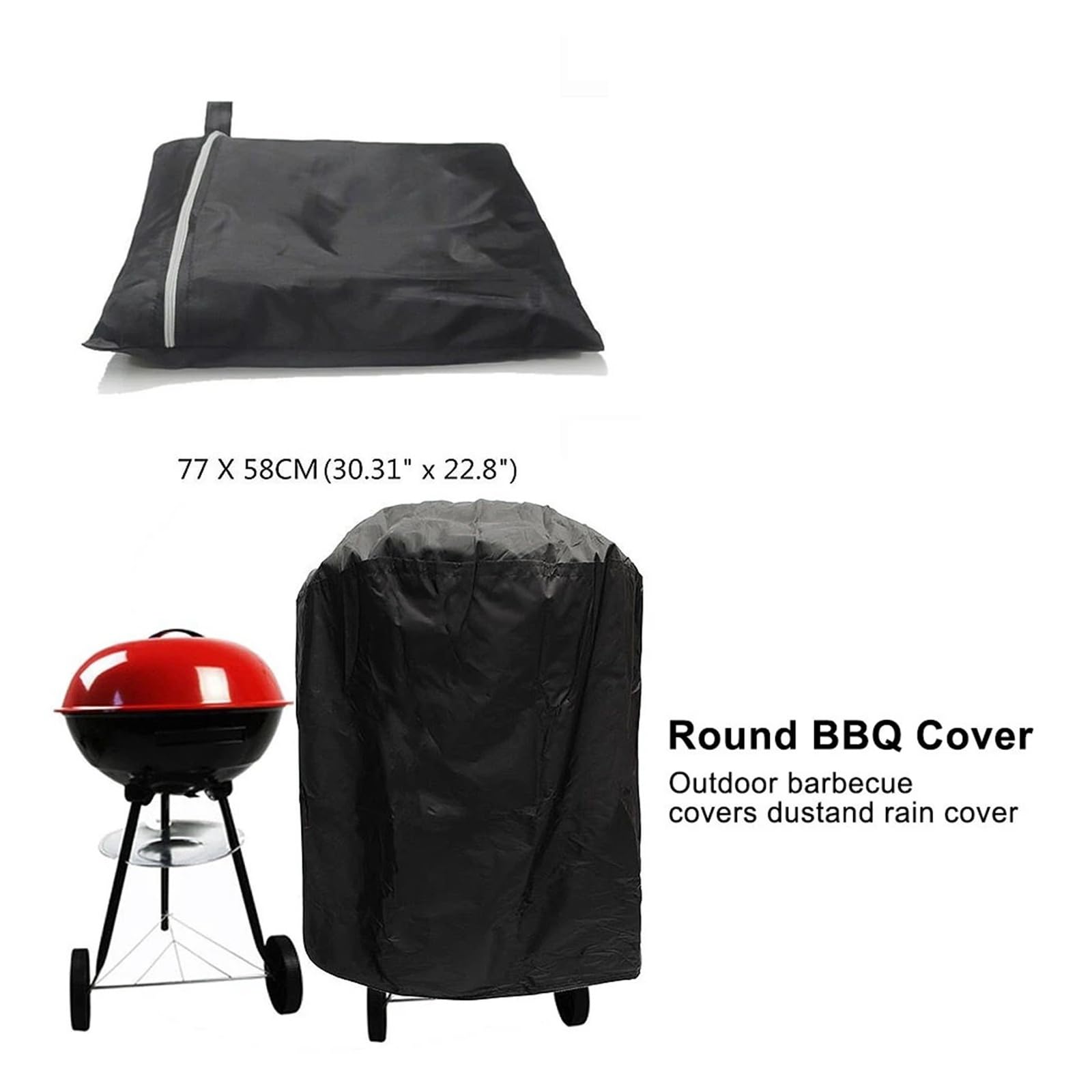 Copertura Impermeabile Nera for Barbecue, Accessori Rotondi, Copertura griglia, Antipolvere, Pioggia, Elettrico a Gas e Carbone