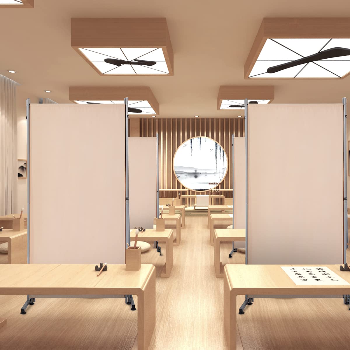 Esright 3 Panel Office Room Divider, 6 Ft Tall Folding Privacy Screen