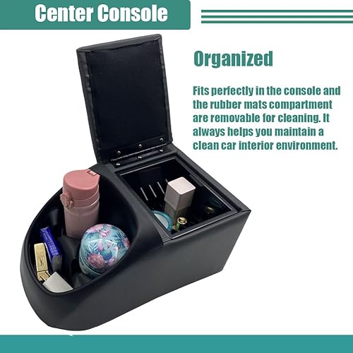 Miniatura 2 de MOOSUN Asiento universal para camionetabanco de contratista, consola central organizador de negocios y almacenamiento con portavasos y tapa superior