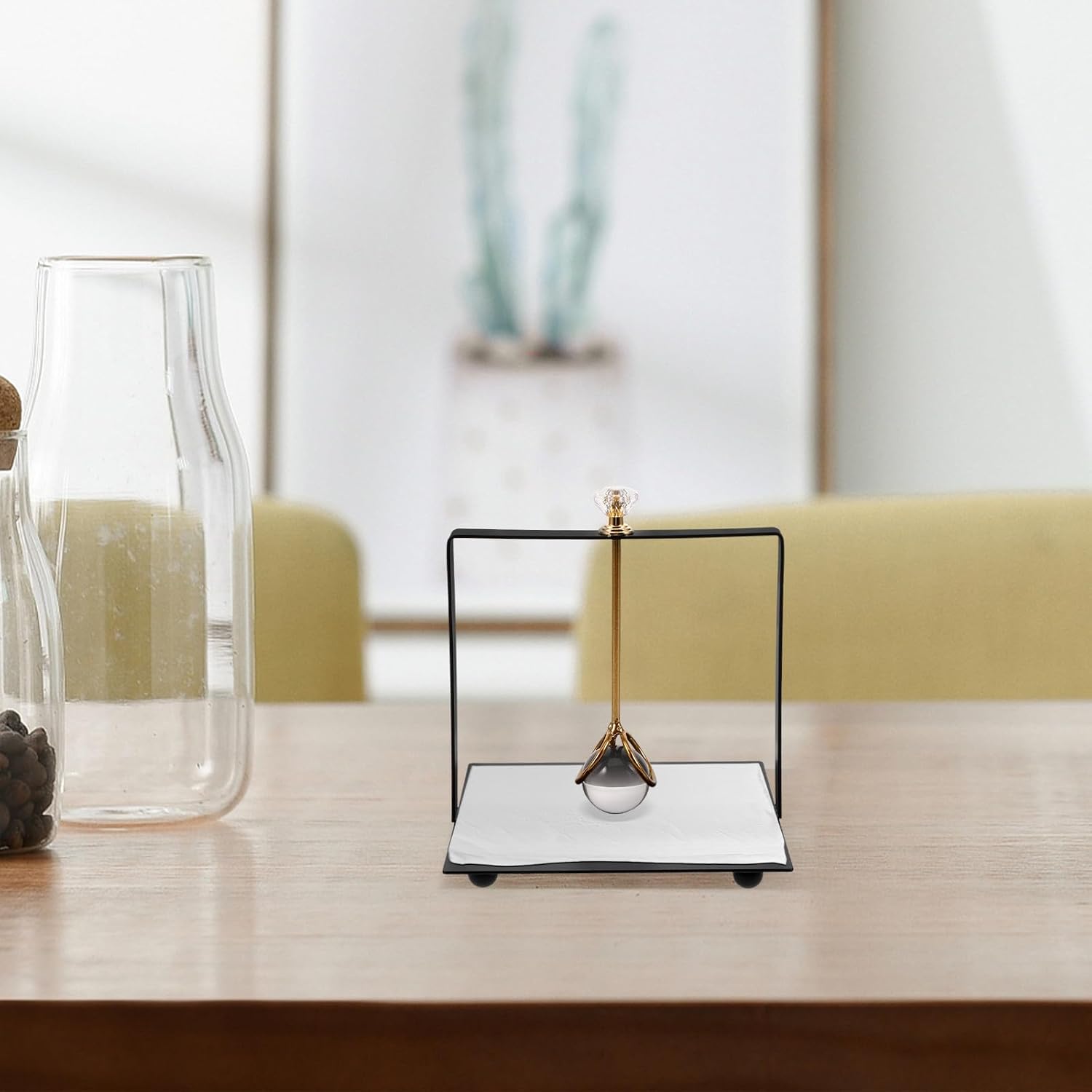 CALLARON Farmhouse Napkin Holder Square Metal Paper Tissue Dispenser Black for Dining Table Kitchen Countertop Restaurant Use