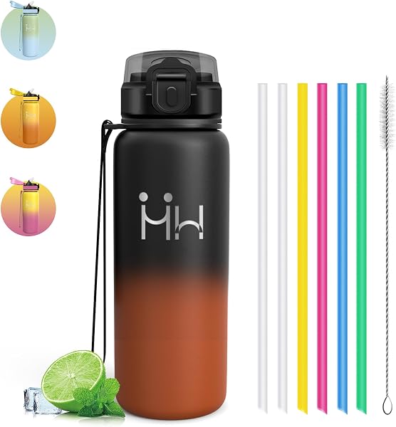 Gourde Isotherme - Gourde Isotherme 750 ml - Thermos Avec Paille - Double Isolation - Gourdes Inox - Facile à Nettoyer - Bouteille Thermos, Bouteille d'eau pour École, Randonnée, Sport, Camping - 1