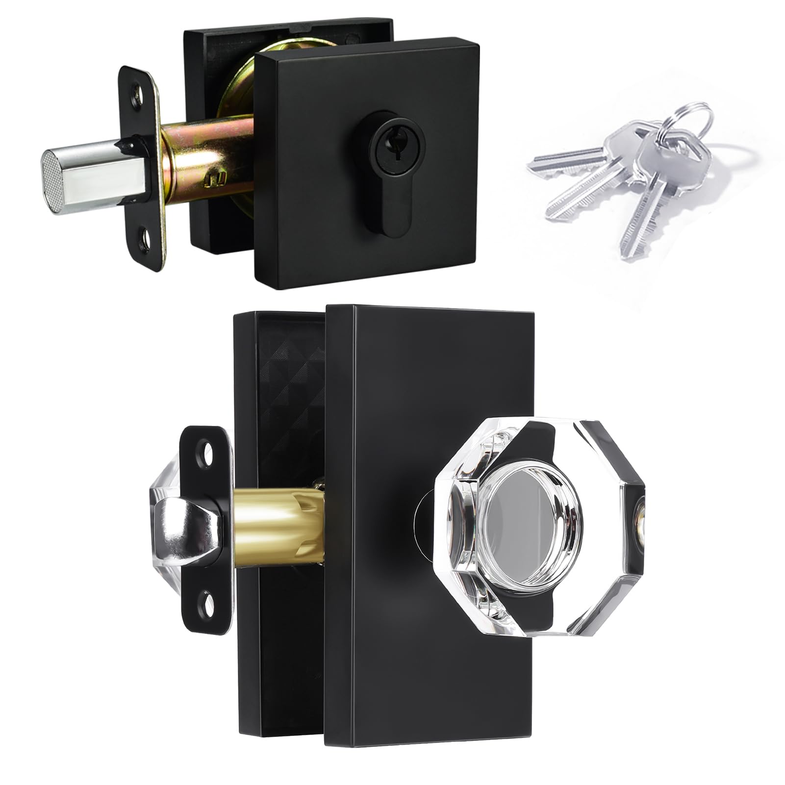 Black Crystal Door Knobs - Modern & Secure -12