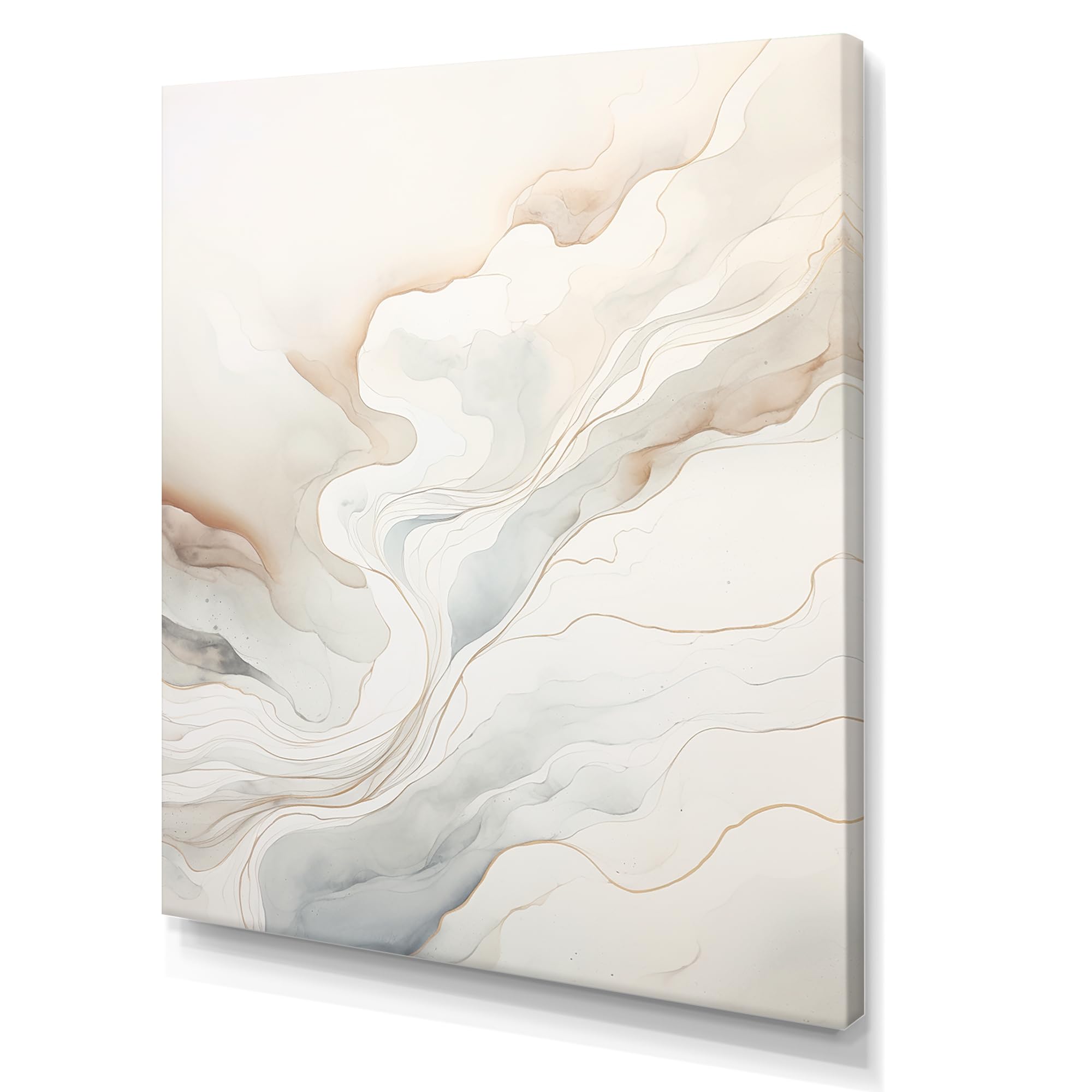 Photo 1 of ***SIMILAR ITEM*** DesignQ Marble wall decor, Dreamy Resonance In Rivers, abstract marble Large Wall art decor, Beige Canvas wall art, 34x44 inches