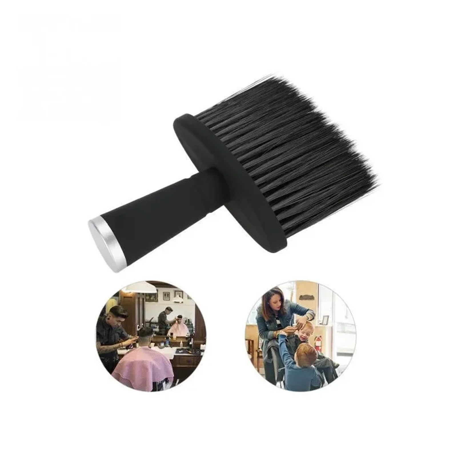Brosses À Plumeau Doux For Le Cou Et Le Visage, For Barbier, For Nettoyer Les Cheveux, For La Barbe, For Salon De Coiffure, Outils De Coiffure | Black plastic handle