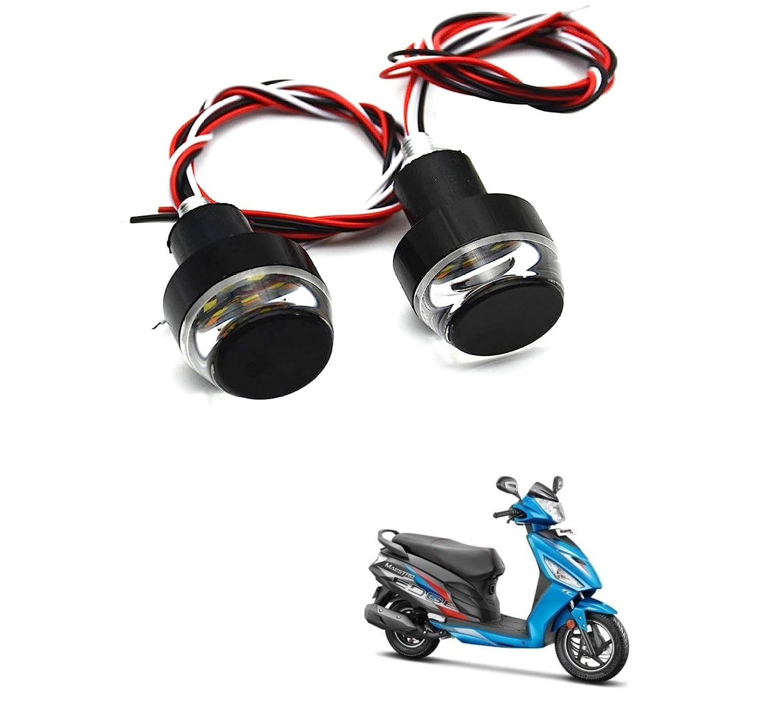 Kozdiko Motorcycle LED Indicator Dual Color Blinker Stylish Turn Signal Handle Bar Light for Hero Maestro Edge 110-image-9