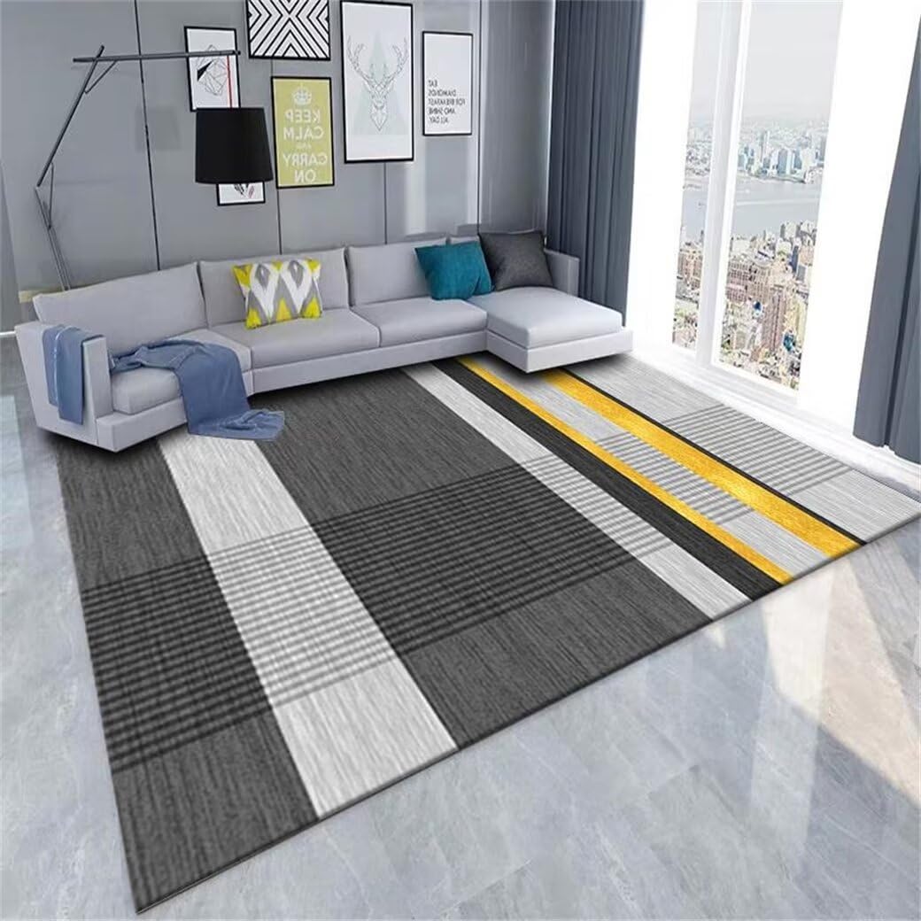 Tapis de salon moderne rayé gris 200x250cm pour sublimer votre intérieur