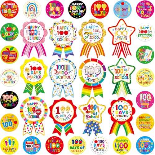 Ceiba Tree 100 Days of School Stickers 100th Day Smarter Badge Sticker Teacher Motivational Reward Stickers for Kids Kindergarten