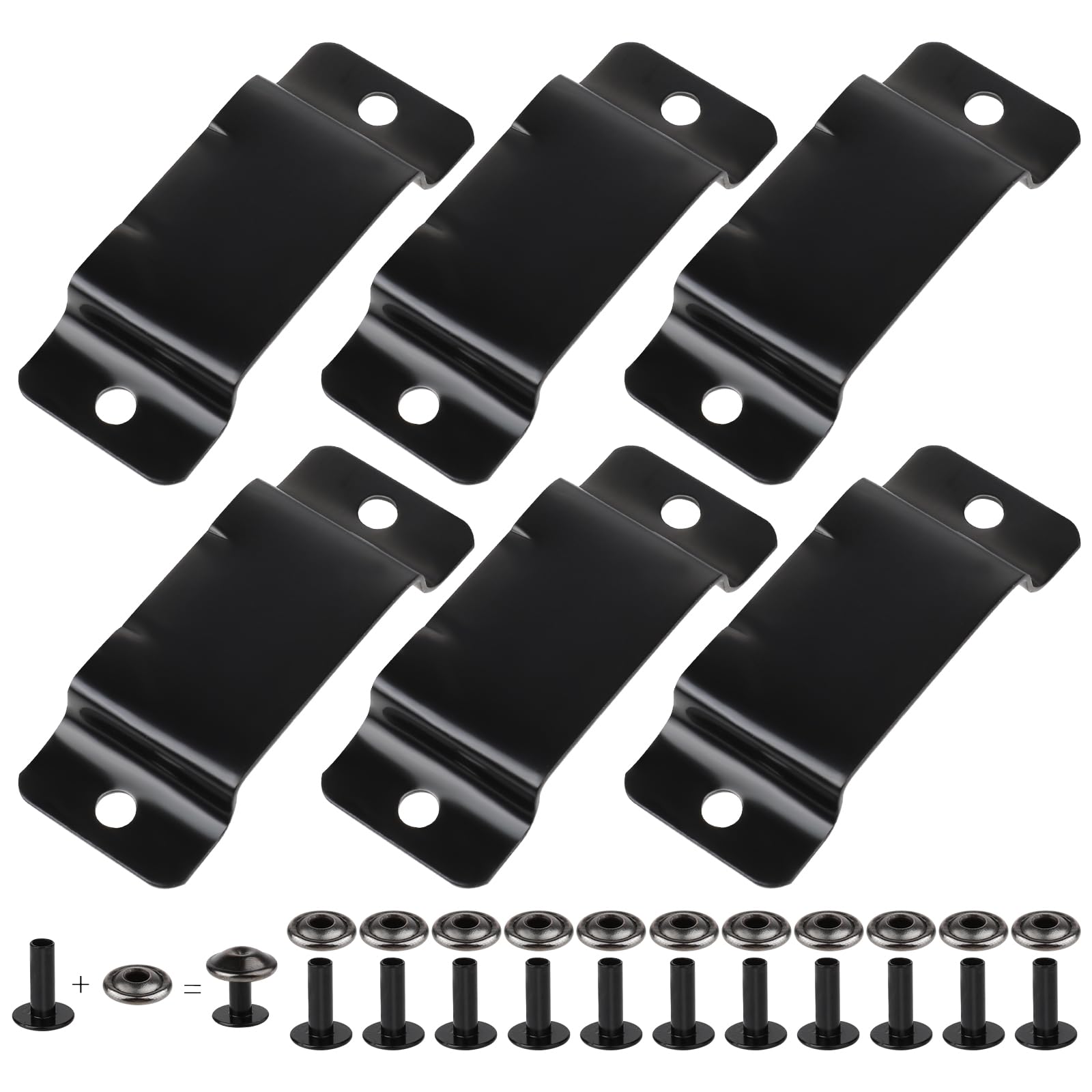 6 Pcs Tape Measure Holder Clip Measuring Tape Holder Metal Measuring Tape Belt Holder Tape Holder for Tool Belt with Rivets Tape Measure Hanging Tape Holder for Easy to Carry Matte Black