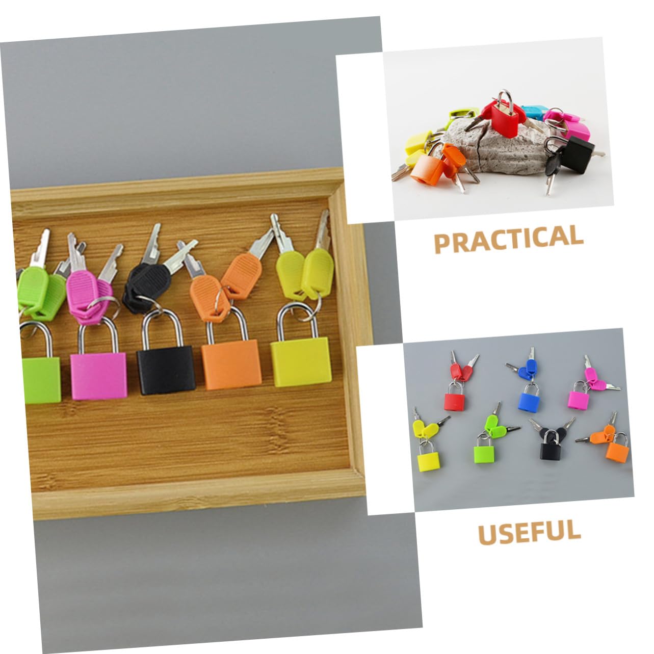 Hohopeti Gioco Educativo Montessori per Ragazzo Ragazza con Serratura e Chiave in Metallo e Plastica, Superficie Liscia e Vassoio in bambù, per Imparare Riconoscimento dei Colori