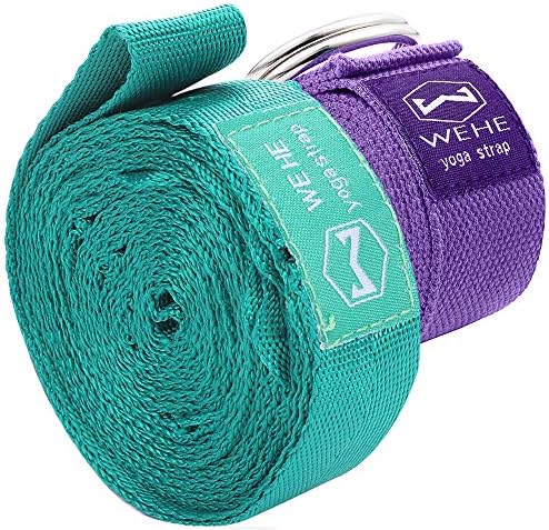 WEHE 2 Pack Yoga Stretch Straps, Exercise Bands Yoga Physical Therapy Carrying Fitness Set, Adjustable Flexibility Multi Loops Stretching Belts